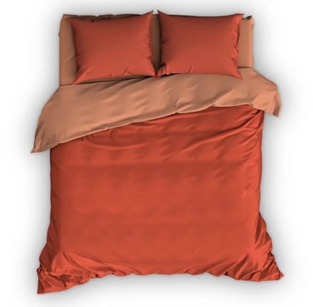 Satin d'Or Reverso Dekbedovertrek - Extra breed - 260x200/220 cm - Terra/Coral