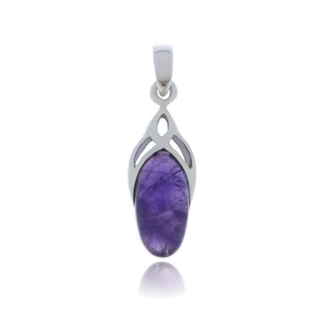 SilverGems Zilveren hanger met cabouchon geslepen Amethist edelsteen