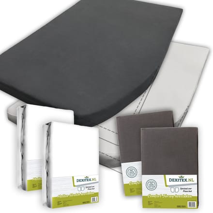Dexitex Textielpakket Frans bed - 2 moltons en 2 hoeslakens RECHTS 2 x Antraciet