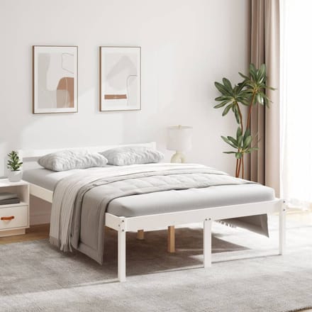 vidaXL - Seniorenbed - massief - grenenhout - wit - 140x190 - cm
