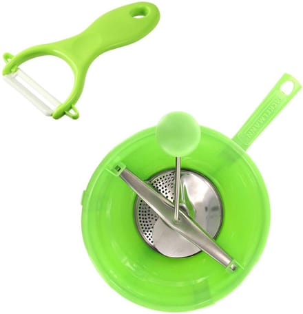 Set van 2 speciale pureegereedschappen met dunschiller en groentemolen Fackelmann