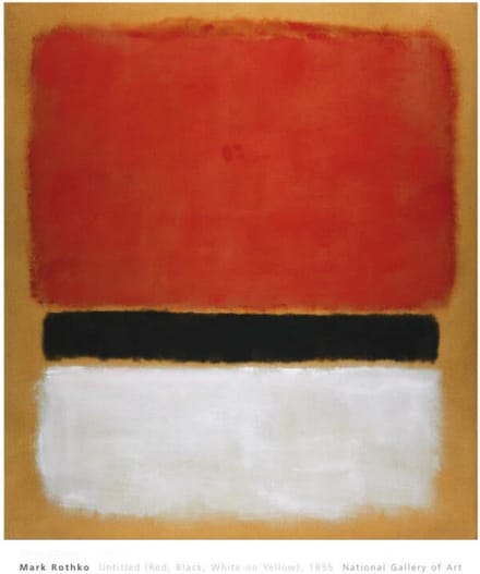 Kunstdruk Mark Rothko - Untitled Red, Black, White on Yellow, 1955 71x86,5cm