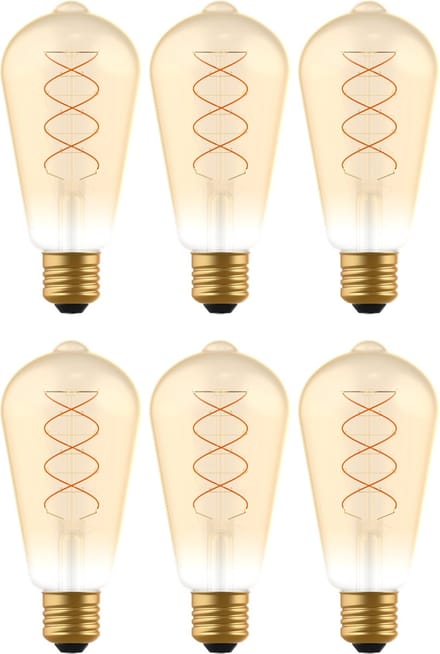 LED E27 decoratieve Filament lamp - ⌀ 64 mm – Dimbaar – 6-pack ST64 led lampen