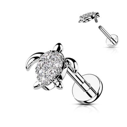 piercing turtle 1.2x8 mm - zilver - LMPiercings