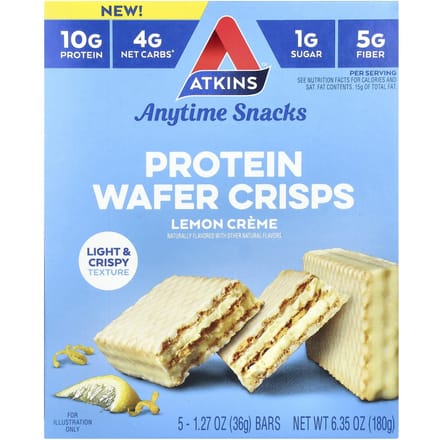 Atkins | Protein Wafer Crisps | Lemon Crème | 5 x 36g