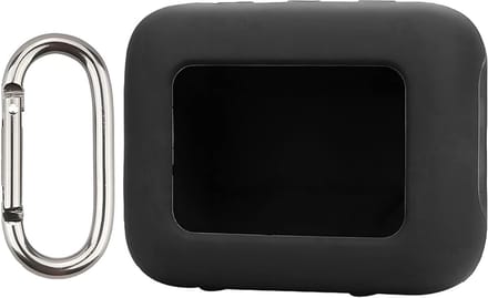 Draagbare Shockproof Liquid Silicone Case voor Bluetooth Speaker met Carabiner - Zwart, Beschermende Opbergtas