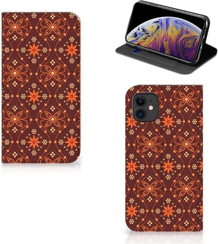 Apple iPhone 11 Hoesje met Magneet Batik Brown