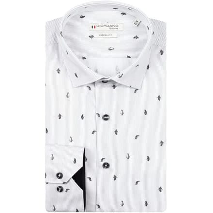 Giordano Overhemd Maggiore Semi Cutaway Satin Penguin Stripe Fantasy Soft Grey / male