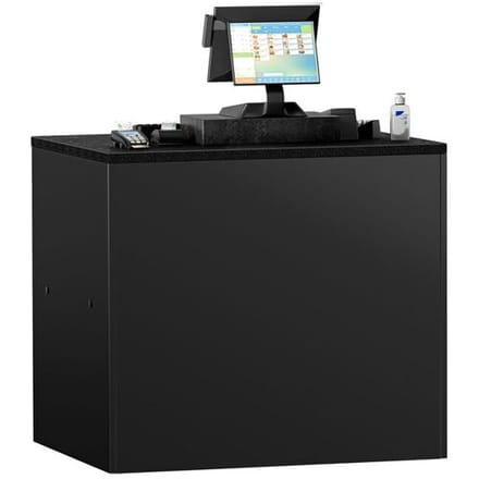 GGM Gastro Kassentisch MADRID - 1000mm - Arbeitsplatte aus schwarzem Marmor - Schwarz Matt