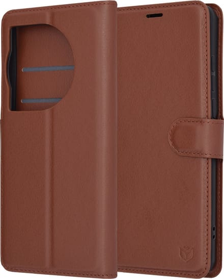Hoesje geschikt voor OnePlus 12 - Techsuit Leather Folio Book Wallet Case - Bruin
