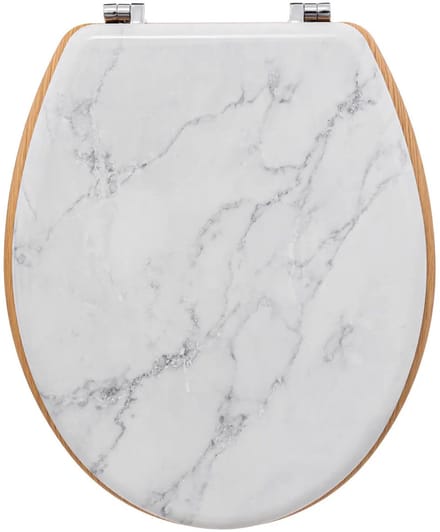 5Five Toiletbril Rome - wit marmer print - MDF hout - universeel - standaard wc bril