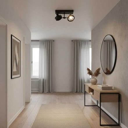 LUSENZ Plafondlamp Telesto nero II - AR111-fitting - IP20 voor binnen - Zwart - Aluminium - Dubbele spotlight