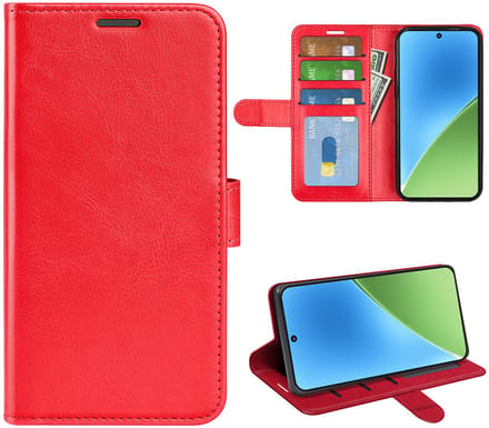 MobyDefend Hoesje - Geschikt voor Xiaomi 15 - Wallet Book Case (Sluiting Achterkant) - Rood