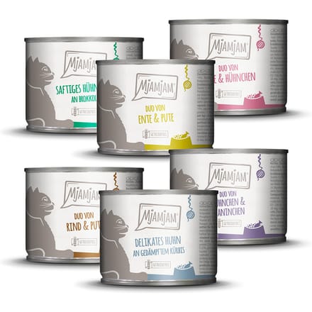 6x 200g Mixpack MjAMjAM Mix 2 (6 soorten) nat kattenvoer