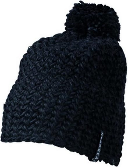Myrtle Beach - Unisex Eenkleurige Gehaakte Muts met Pompom (Zwart)