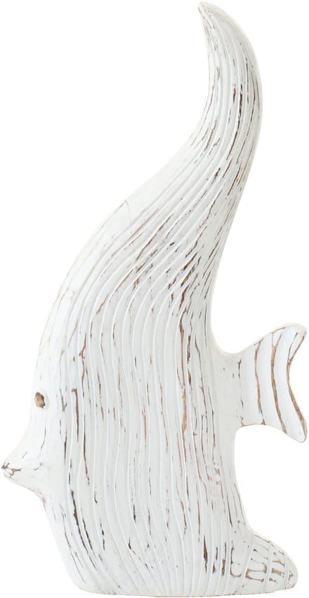 J-Line decoratie Vis Antiek - hout - gebroken wit - small