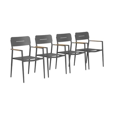 sweeek - Set van 4 tuinstoelen van aluminium en textileen - fira