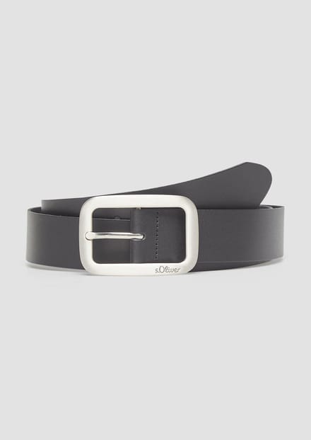 s.Oliver - female - Leren riem met rechthoekige gesp en logodetails