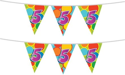 Haza Vlaggetjes 5 jaar - leeftijd verjaardag - 2x stuks - plastic 10m