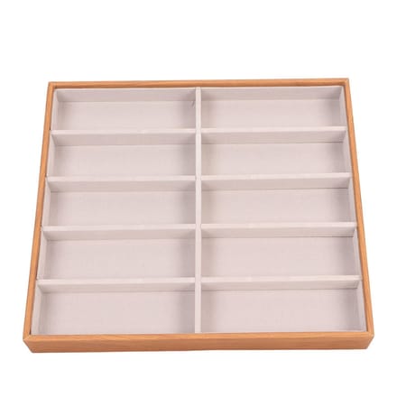 Dailygoods- Zonnebril Organizer Grote Capaciteit - 10 Roosters - Massief Hout - PU-leer - Eyewear Display Case - Open Zicht - Brillenbox