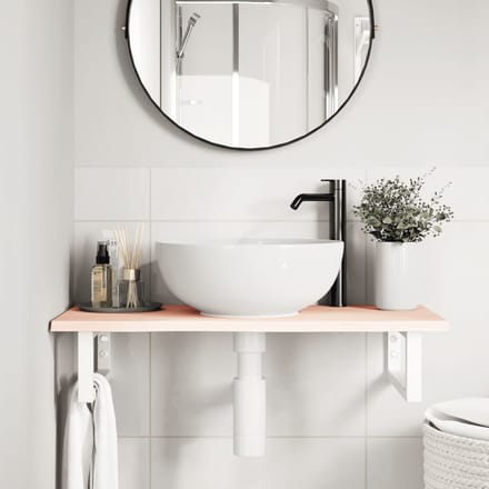 vidaXL - Badkamer - wandschap - staal - en - massief - eikenhout