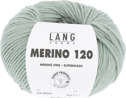 Lang Yarns Merino 120 - 92 grijsgroen - Merinowol Garen