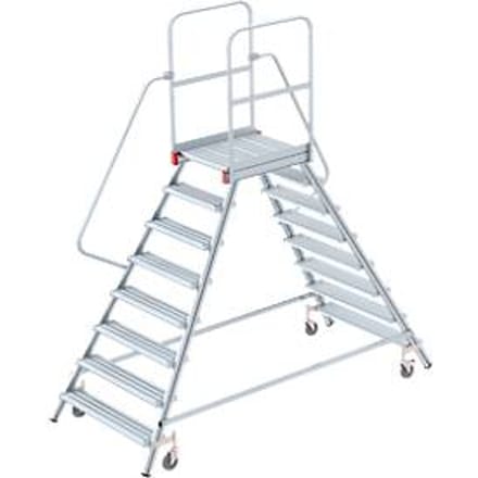 Aluminium platform met wielen, dubbelzijdig, 8 treden