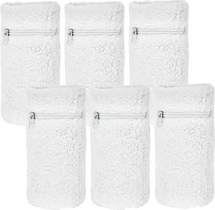 Arowell Premium Polszweetbandjes met Portemonnee en Rits – Wit – 12 x 8 cm – Set van 6