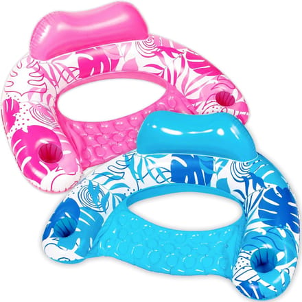 Solidchoice - Set van 2 Opblaasbare Zwembadstoelen met Bekerhouders