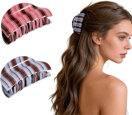 Set van 2 Medium Haarclips voor Vrouwen, Sterke Recyclebare Plastic Klemmen voor Dikke Haarstijlen en Halve Updos