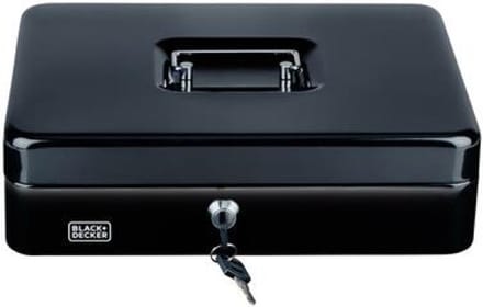 Black&Decker Geldkistje/kluisje - 2 sleutels - zwart - staal - muntbakje - 30 x 24 x 9 cm