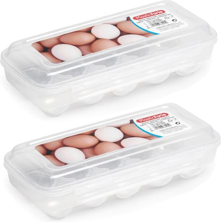 Plasticforte Eierdoos - 2x - koelkast organizer eierhouder - 10 eieren - transparant - kunststof - 27 x 12,5 cm