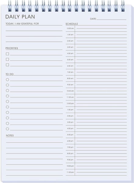 Dagelijkse Planner - To-do Lijst - Productiviteit Verhogen - 24-Uurs Indeling - 6.5x9.8 Inch - Wit