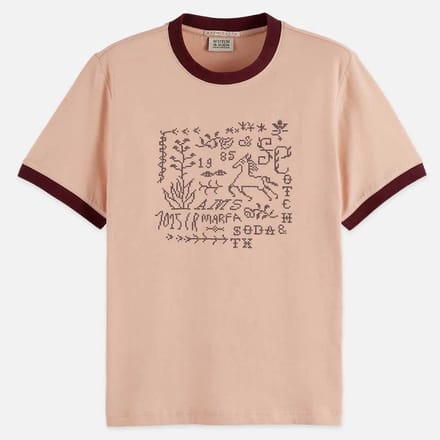 Scotch & Soda Embroidered Ringer Regular Fit T-Shirt