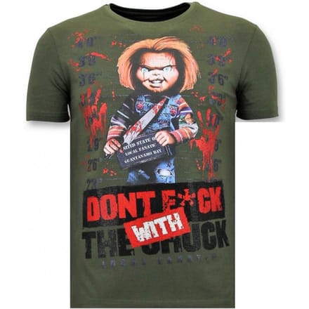 Stoere T-shirt Mannen - Bloody Chucky Angry Print - Groen