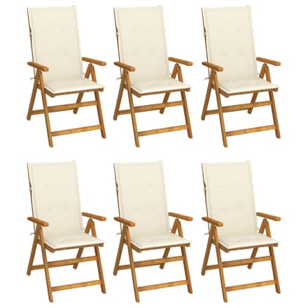 vidaXL - Inklapbare - stoelen - 6 - st - met - kussens - massief - acaciahout