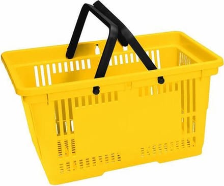 Winkelmandje 28 liter - geel - 2 handgrepen - 10 stuks