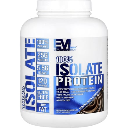 100% Eiwit Isolaat, Dubbele Rijke Chocoladesmaak, 2,268 kg(5lb)