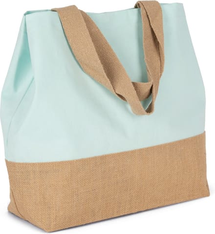 Kimood Shopper van jute- & katoencanvas KI0235 - Ice Mint / Natural - One size