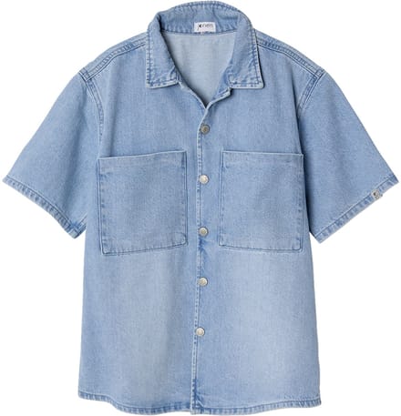 Jonen Licht denim jongensoverhemd met korte mouw