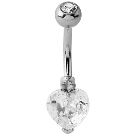 Lucardi Dames Navelpiercing hart met kristal - Piercing - Cadeau - Staal - Zilverkleurig