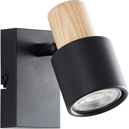 Brilliant Pini - Wandlamp - GU10 max 1x10W - Zwart/Hout