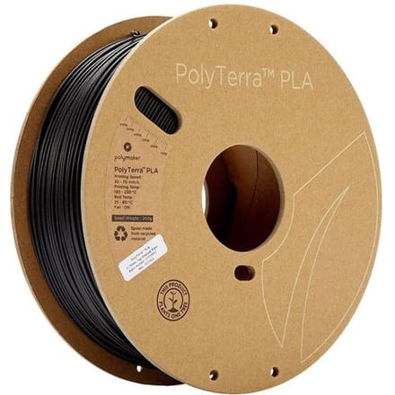 Polymaker 70820 PolyTerra PLA Filament PLA kunststof Gering kunststofgehalte 1.75 mm 1000 g Zwart (mat) 1 stuk(s)