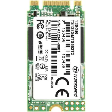 Transcend MTS552T2 128 GB SATA M.2 SSD 2242 harde schijf SATA 6 Gb/s Industrial TS128GMTS552T2