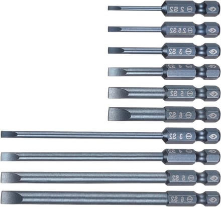 10 STKS Magnetische Sleufschroevendraaier Bits S2 Staal voor 1/4 inch Hex Schacht - 50mm en 100mm Lengte
