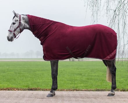 QHP Fleecedeken Brilliance met hals 70/100 cm Bordeaux