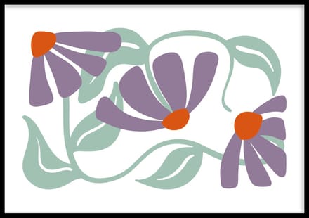 Poster AAbstract purple flowers - Abstracte poster - 30x40 cm - Exclusief lijst - WALLLL