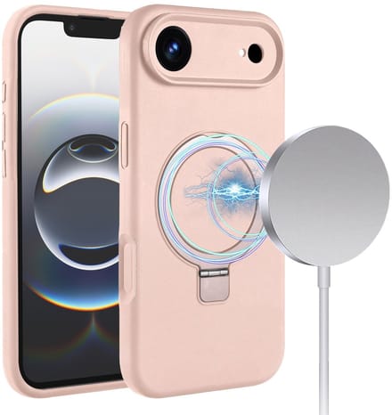Geschikt voor iPhone Air hoesje – Solidenz Roze MagSafe Kickstand Case – Schokbestendige Backcover