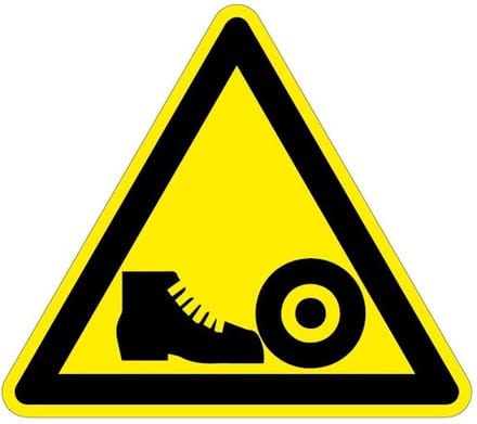 Waarschuwingssticker gevaar voeten 100 mm