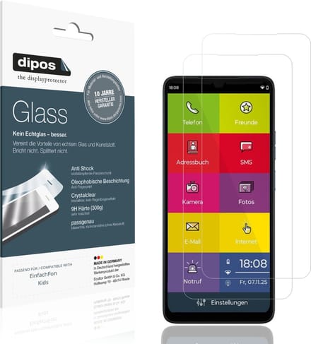 dipos – 2x Pantserfolie geschikt voor EinfachFon Kids | 9H Screenprotector